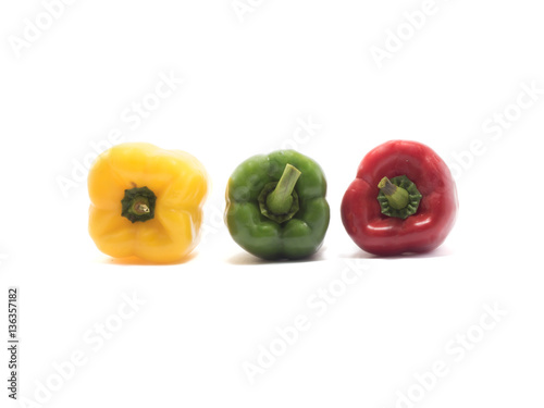 Bell pepper is ingredient in a healthy diet on white background