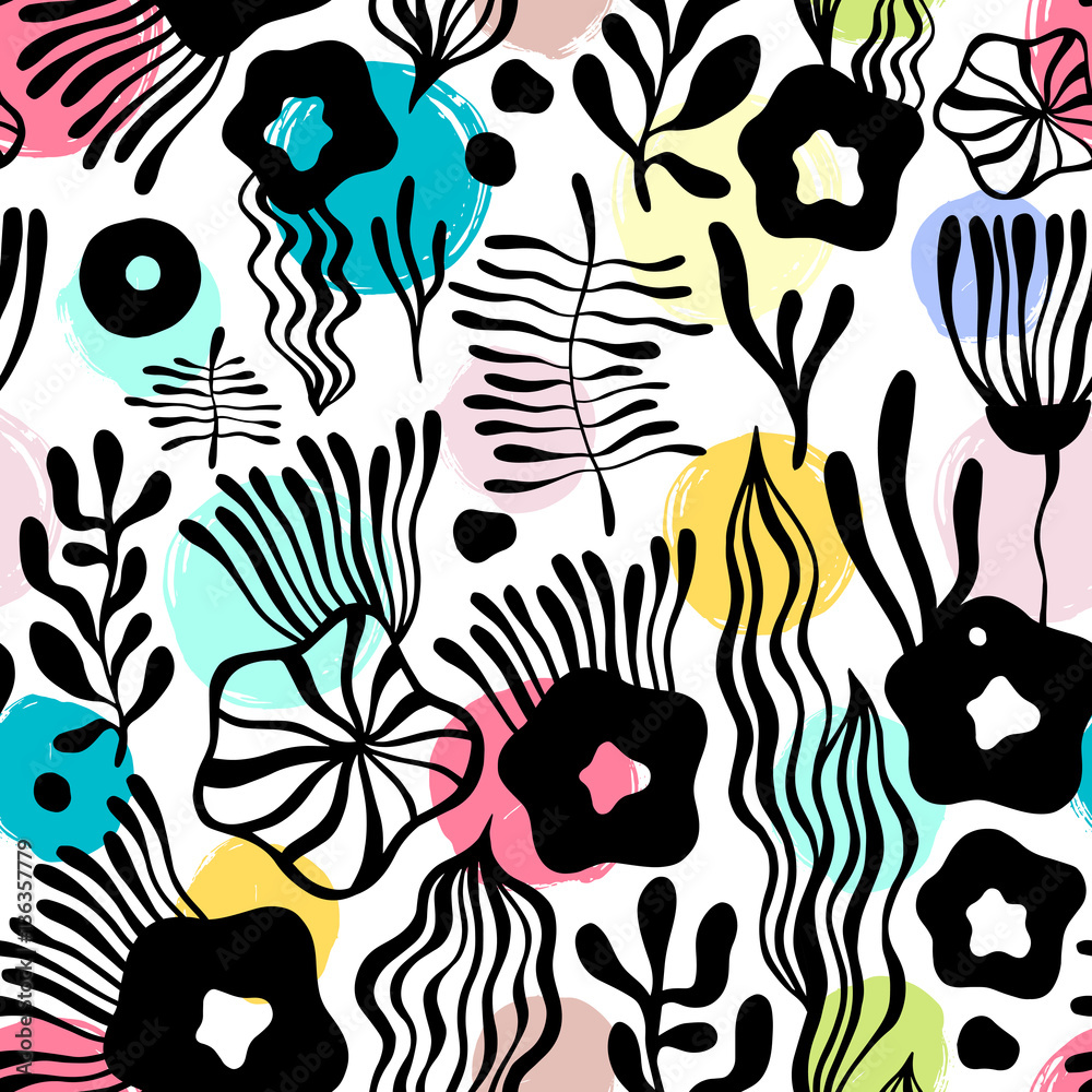 Vector flower pattern. Seamless botanic texture, detailed flower illustration. Vector flower pattern. Seamless botanic texture, detailed flower illustration.