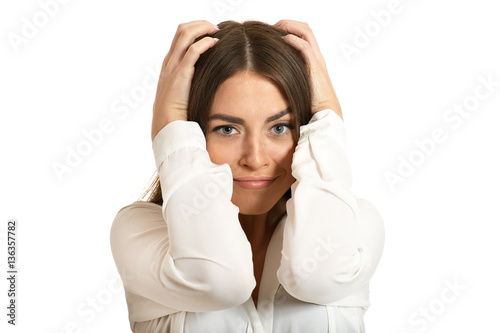  Frustrated brunette woman