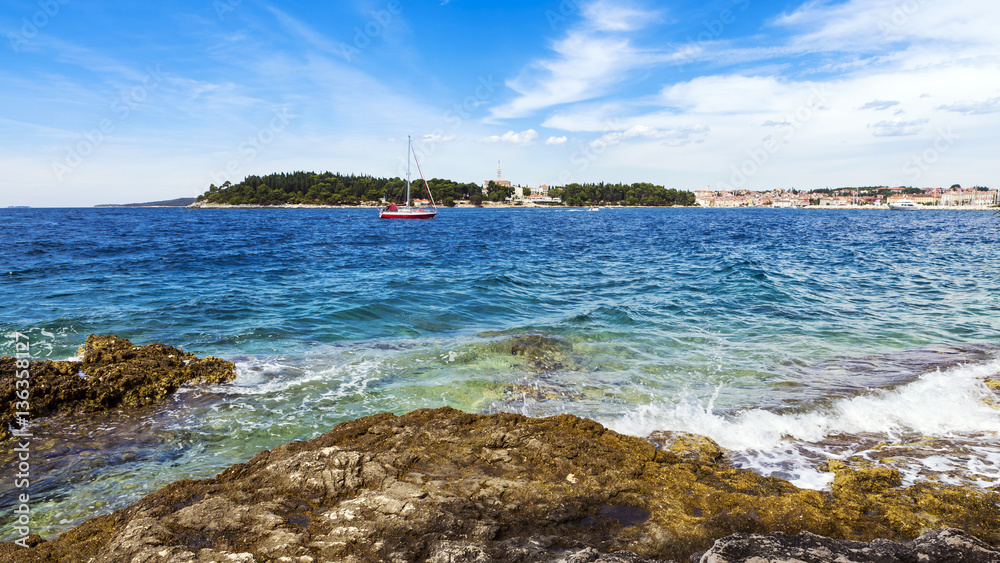 Beach town of Rovinj in Croatia.