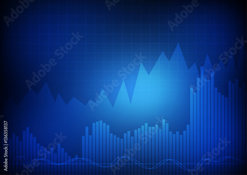 Vector : Business graph chart on blue background