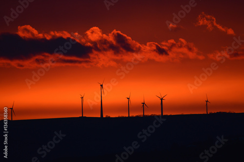 Windmill at early sunrise