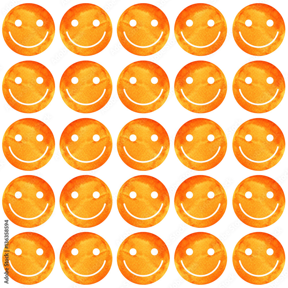 Fototapeta premium Crowd of Smiling emoticons. Smiles icon pattern.