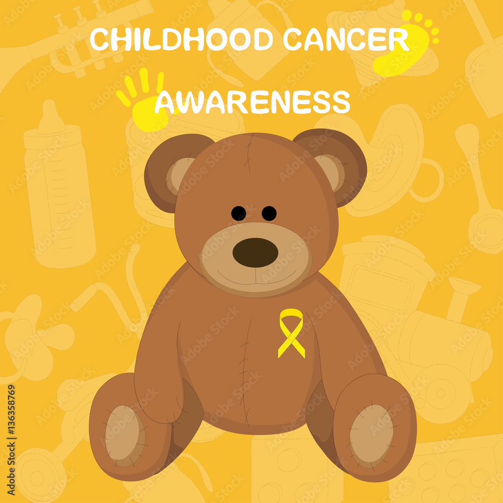 Obraz premium children's toys and the words - awareness of childhood cancer