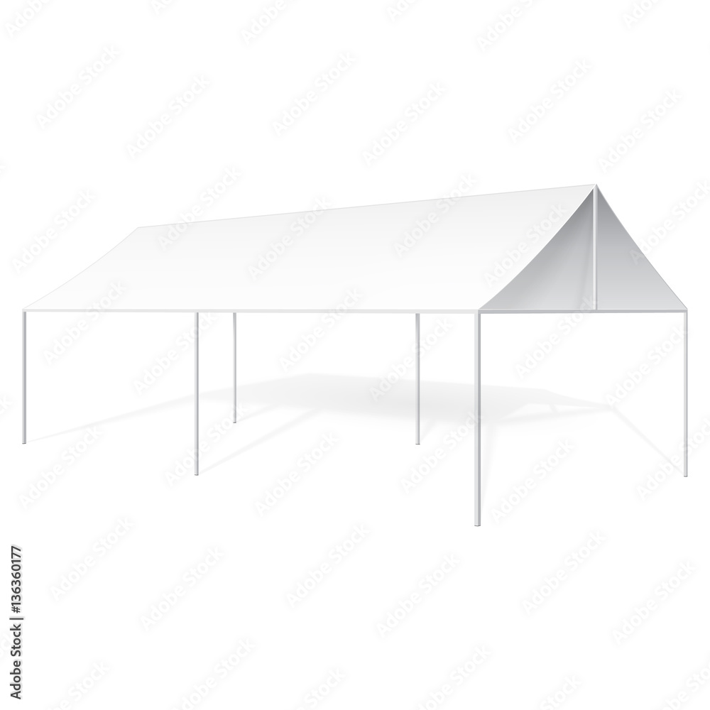 Promotional Advertising Outdoor Event Trade Show Pop-Up Tent Mobile Marquee. Mock Up, Template. Illustration Isolated On White Background. Product Advertising Vector