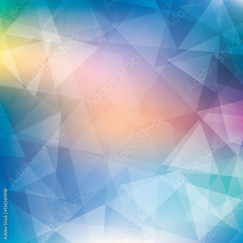 Blue pattern textured by triangles. Colorful vector background