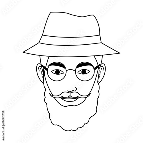 man with hipster style over white background. vector illustration