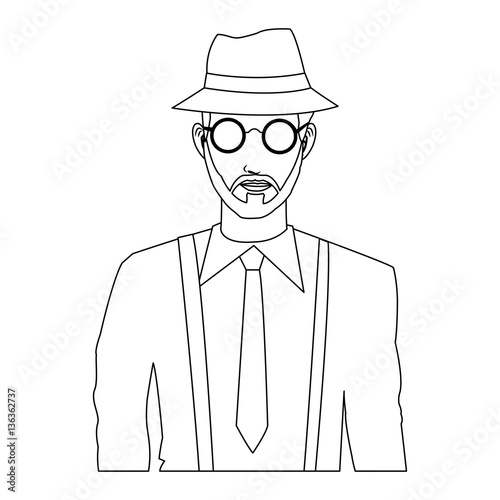 man with hipster style over white background. vector illustration