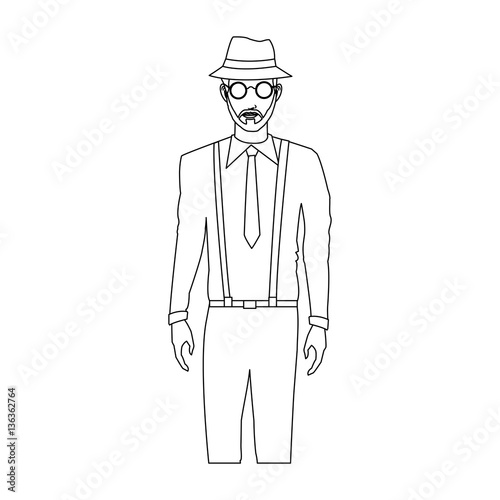 man with hipster style over white background. vector illustration