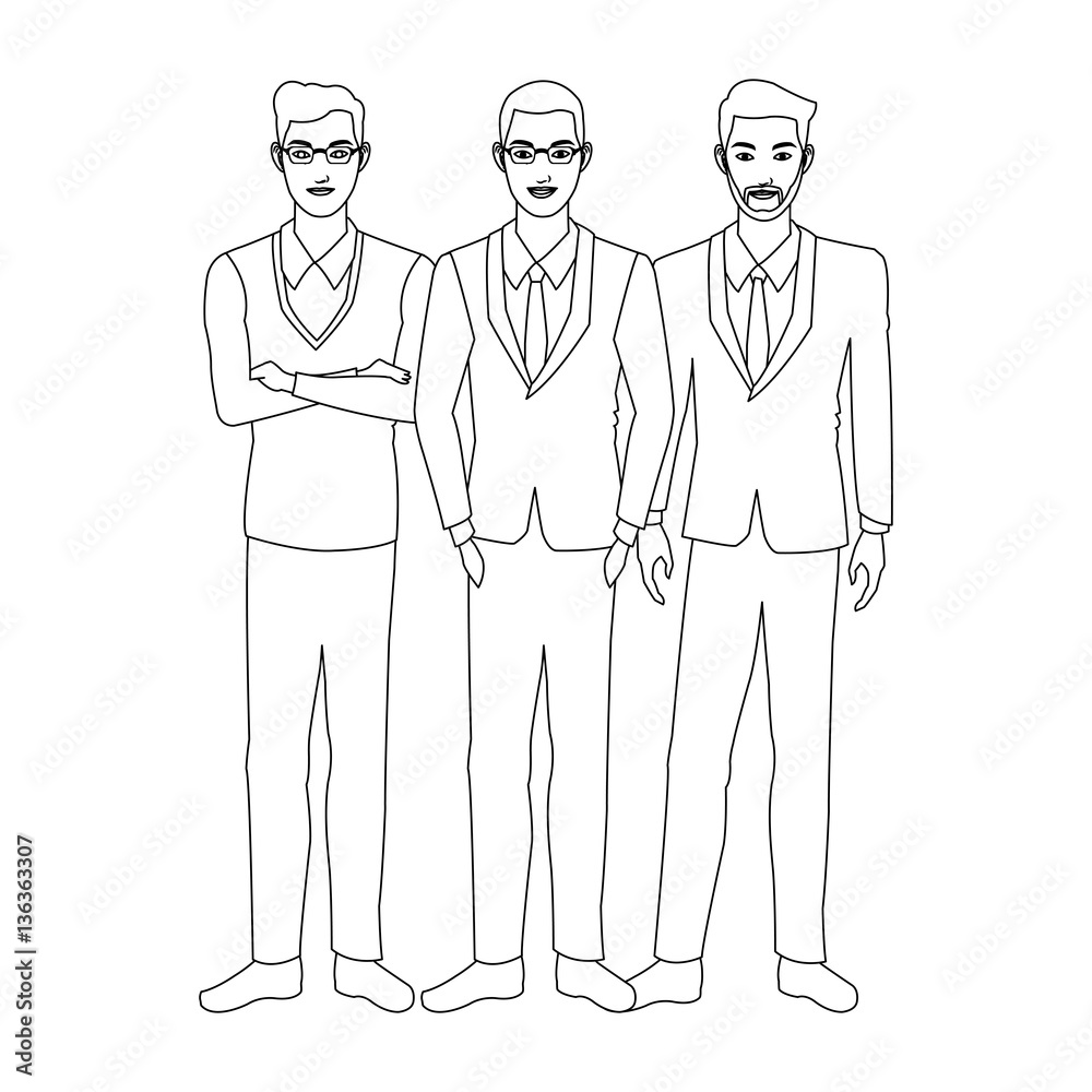 group of businesspeople wearing executive clothes over white background. vector illustration group of businesspeople wearing executive clothes over white background. vector illustration