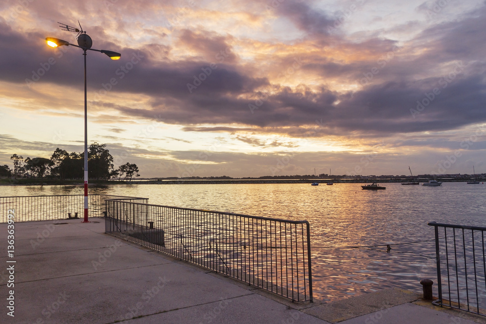 Vilanova de Arousa harbor at dusk