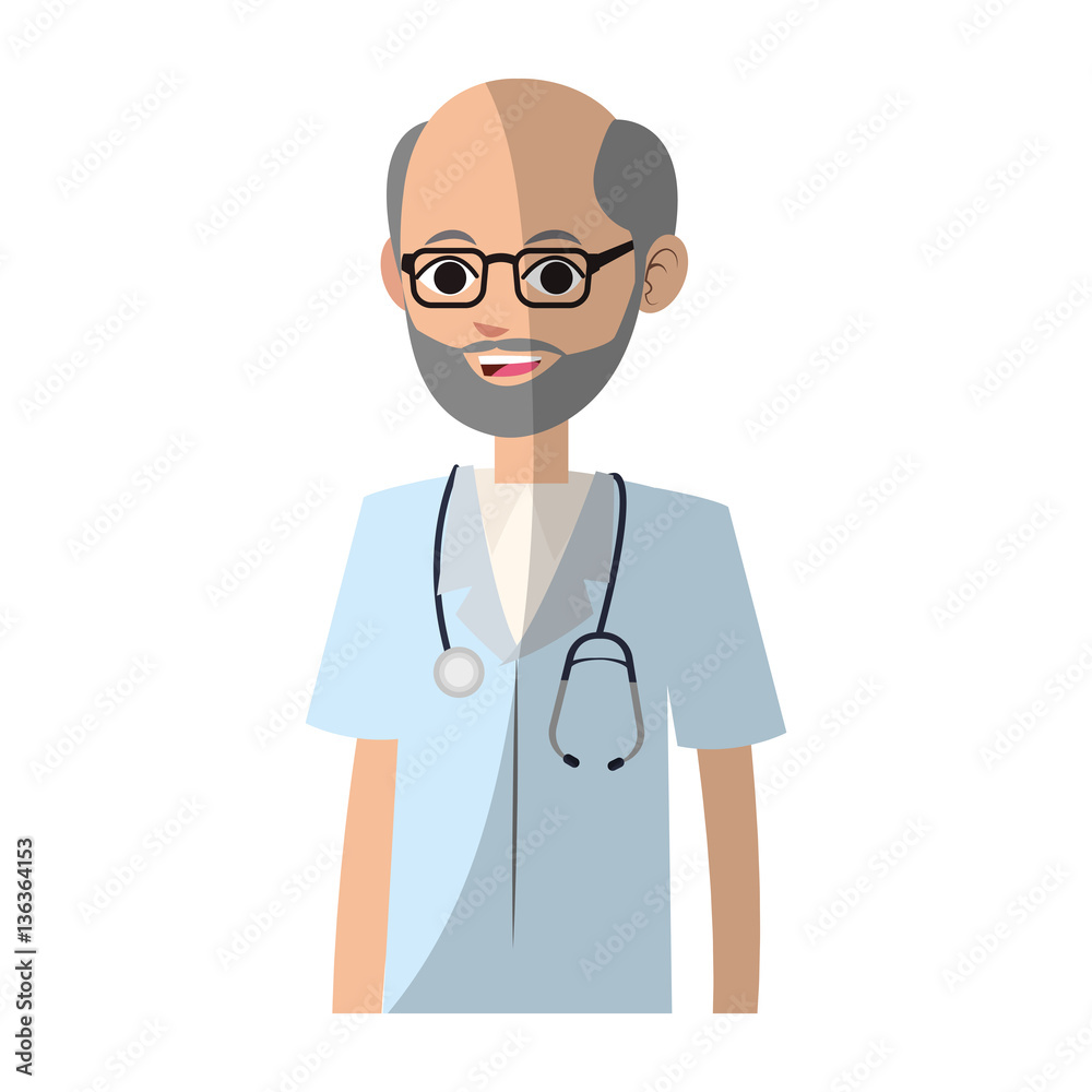 old man medical doctor cartoon icon over white background. colorful desing. vector illustration old man medical doctor cartoon icon over white background. colorful desing. vector illustration