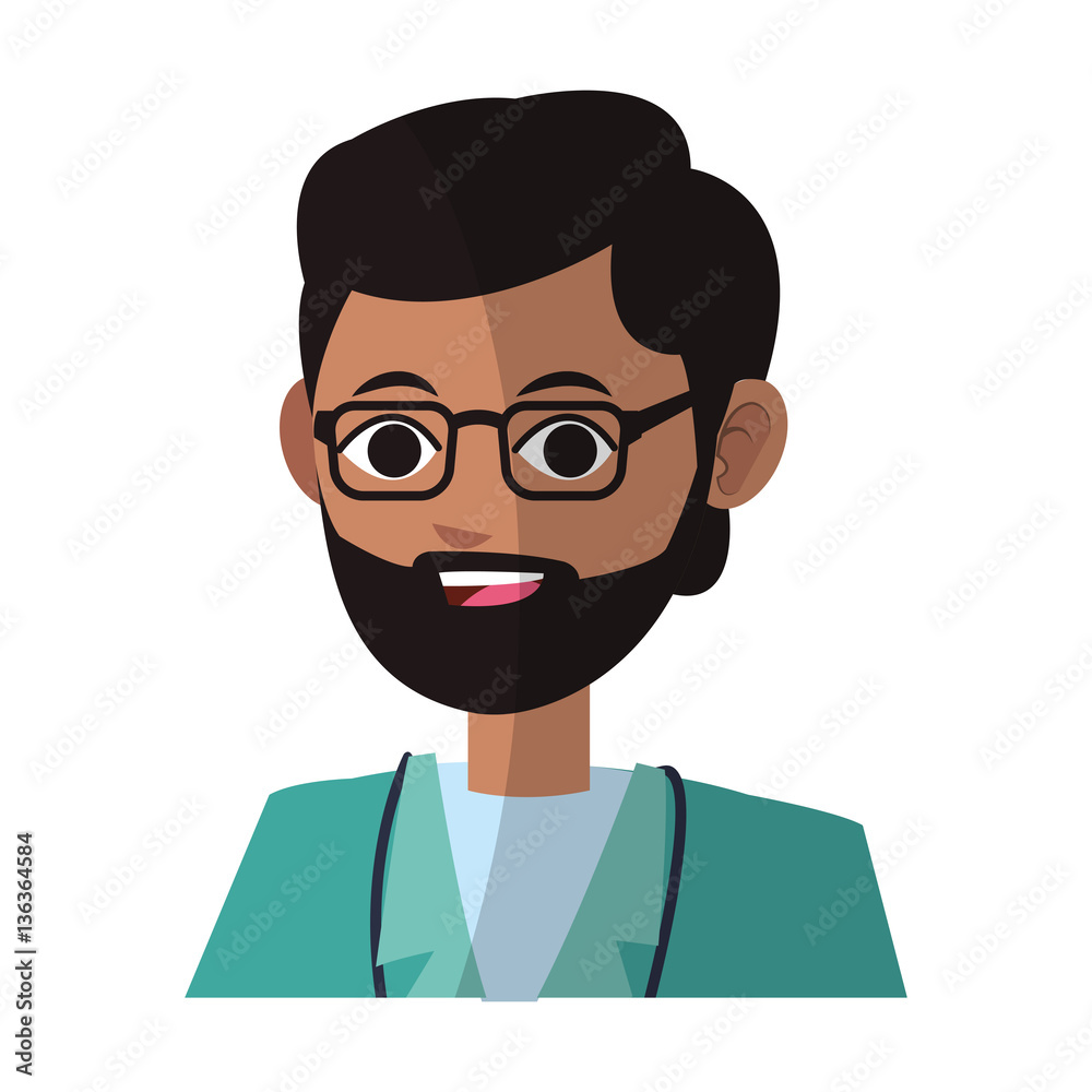 man medical nurse cartoon icon over white background. colorful desing. vector illustration