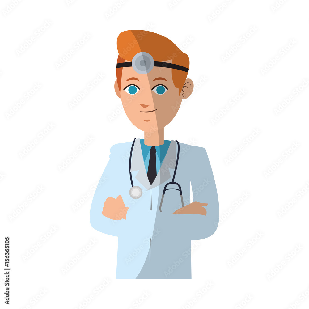 man medical doctor cartoon icon over white background. colorful desing. vector illustration man medical doctor cartoon icon over white background. colorful desing. vector illustration