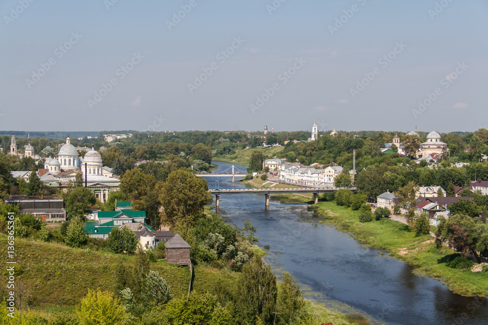 Panoramic view of ancient Torzhok city, Russia