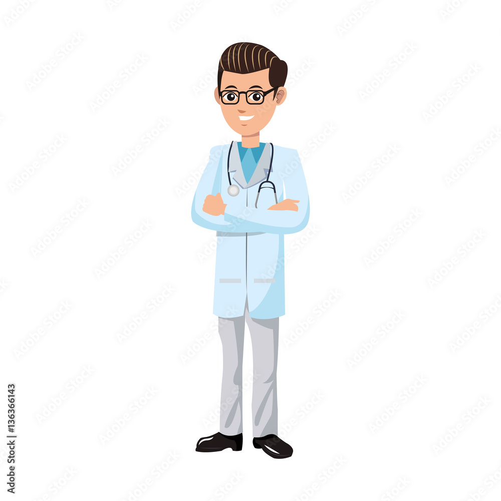 man medical doctor cartoon icon over white background. colorful desing. vector illustration man medical doctor cartoon icon over white background. colorful desing. vector illustration