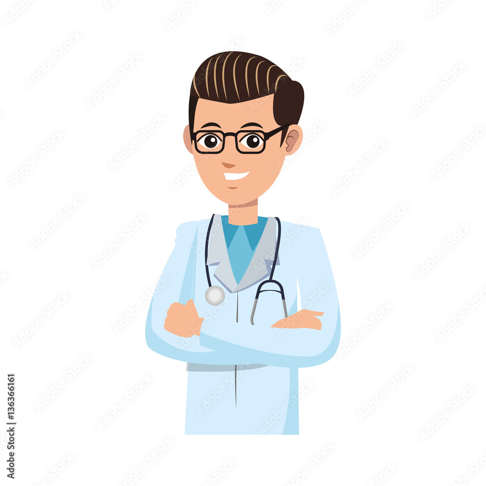 man medical doctor cartoon icon over white background. colorful desing. vector illustration man medical doctor cartoon icon over white background. colorful desing. vector illustration