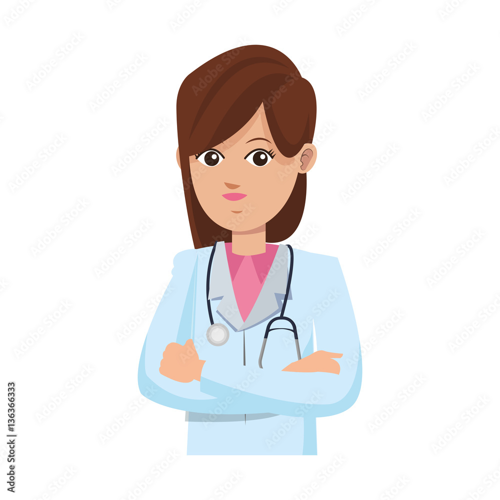 woman medical doctor cartoon icon over white background. colorful design. vector illustration woman medical doctor cartoon icon over white background. colorful design. vector illustration