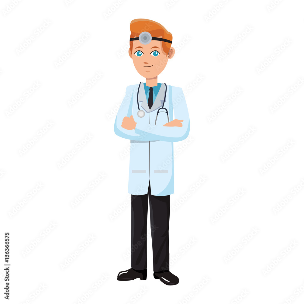 man medical doctor cartoon icon over white background. colorful desing. vector illustration man medical doctor cartoon icon over white background. colorful desing. vector illustration