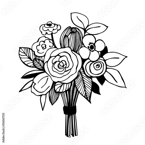 Hand drawn flowers. Vector illustration.