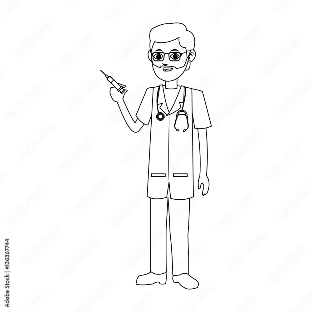 man medical doctor cartoon icon over white background. vector illustration