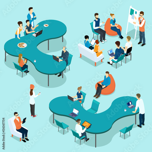 Coworking People Isometric Set