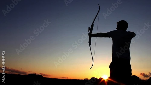 Archery silhouete, sunset