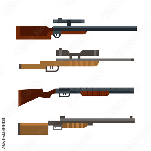 Hunter shotgun set. Vector