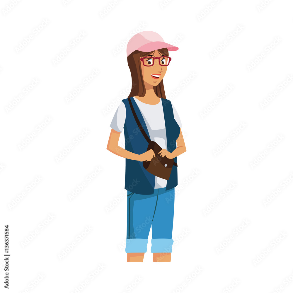 young girl wearing casual clothes over white background. colorful design. vector illustration young girl wearing casual clothes over white background. colorful design. vector illustration