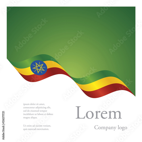 New brochure abstract design modular pattern of wavy flag ribbon of Ethiopia