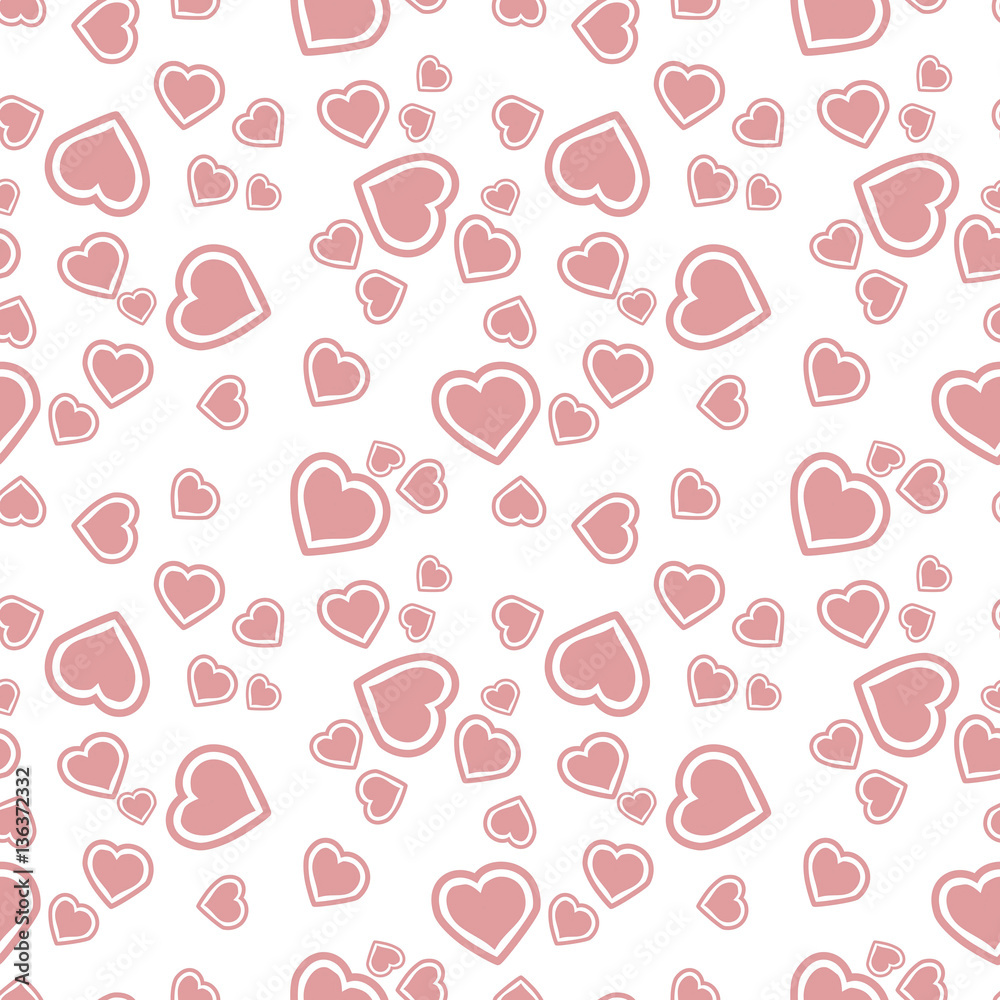 Seamless pattern background with hand drawn bright hearts. Seamless pattern background with hand drawn bright hearts.