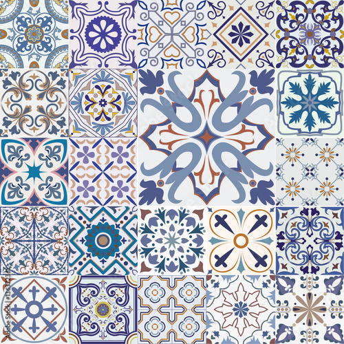 Big set of tiles background.