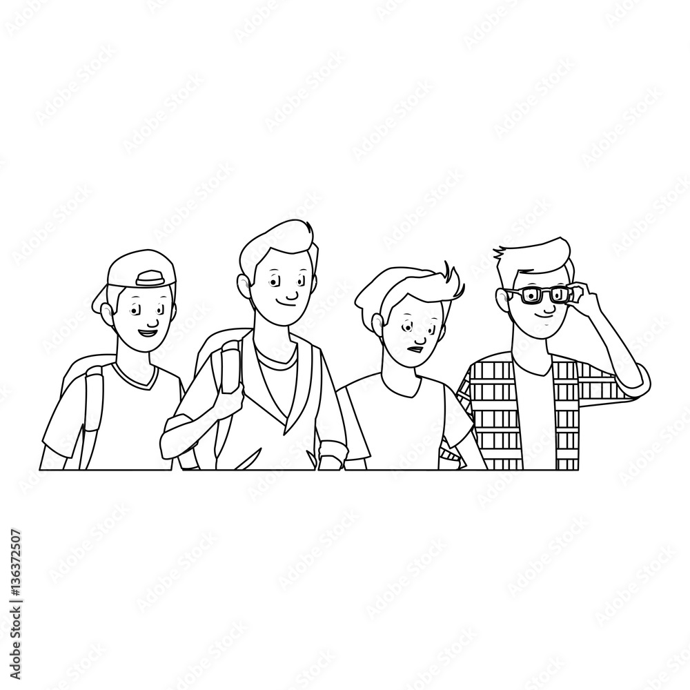 young guys over white background. vector illustration young guys over white background. vector illustration