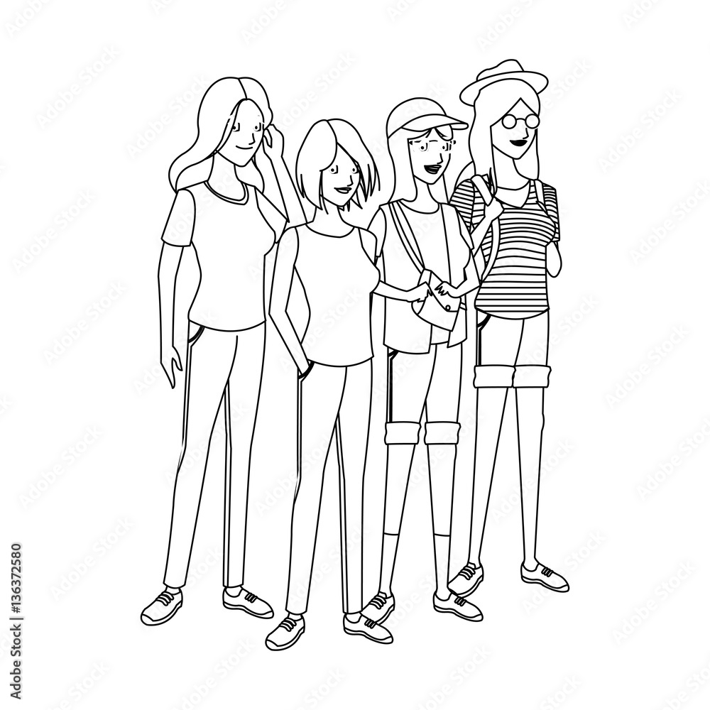 young girls over white background. vector illustration