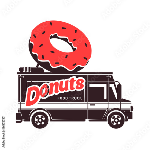 Food truck vector flat illustration