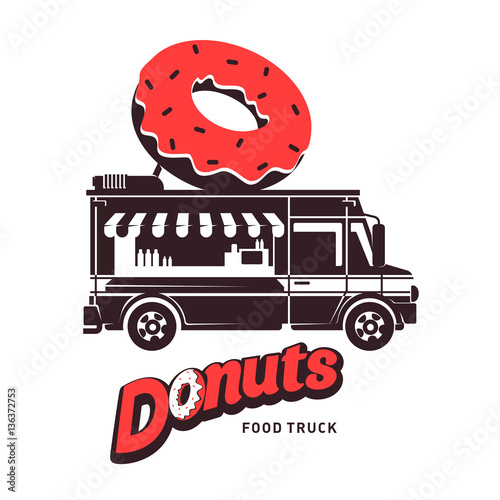 Food truck vector flat illustration