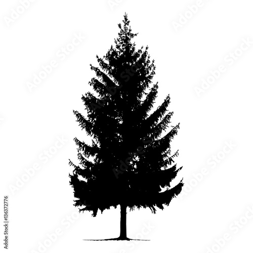 Silhouette of pine tree. Hand made.