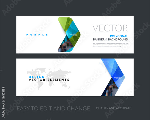 Vector set of modern horizontal website banners with yellow arro photo