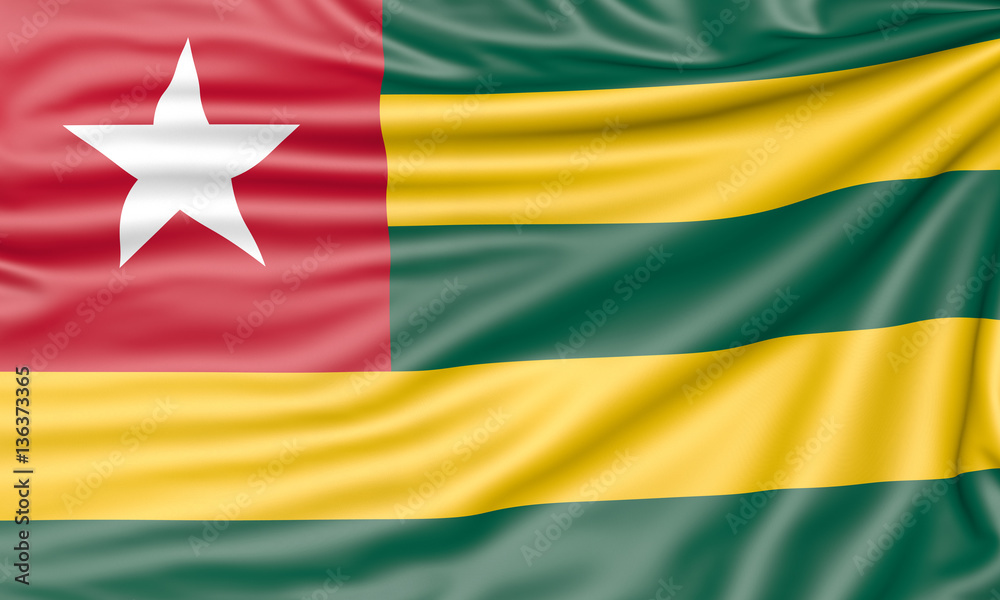 Flag of Togo, 3d illustration with fabric texture Flag of Togo, 3d illustration with fabric texture