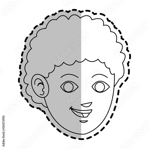 young guy face cartoon icon over white background. vector illustration