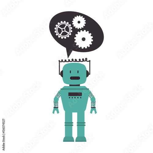 electronic robot with speech bubble card icon vector illustration design