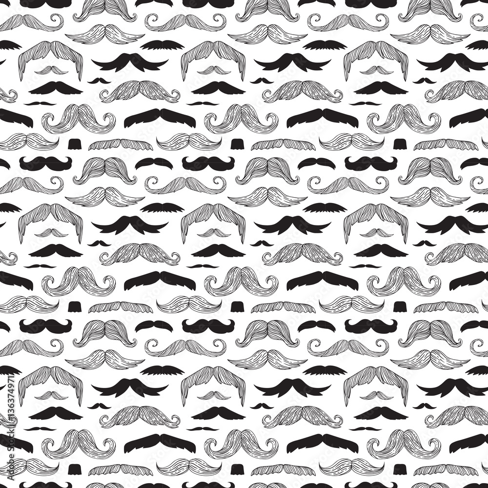 Fototapeta premium Mustaches seamless pattern vector.