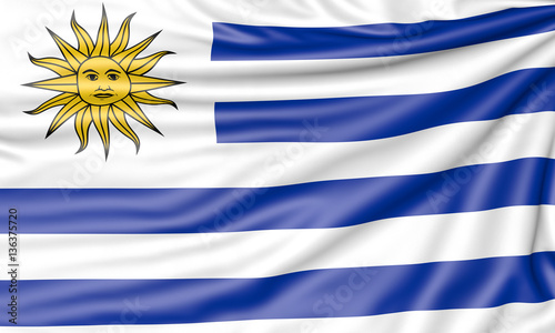 Flag of Uruguay, 3d illustration with fabric texture