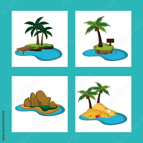 collection paradisiac island natural ocean vector illustration eps 10