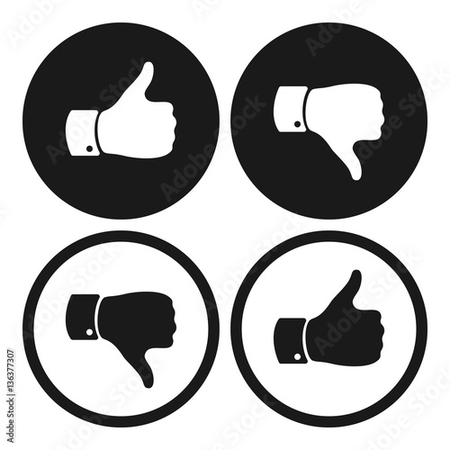 Thumb up and down symbols. Human hand icon. Sign of Like and Dislike. Voting good or bad signs