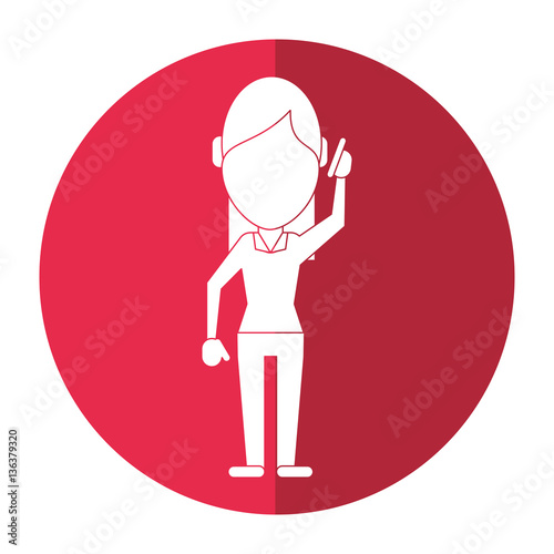 character woman talk smartphone communication shadow vector illustration eps 10