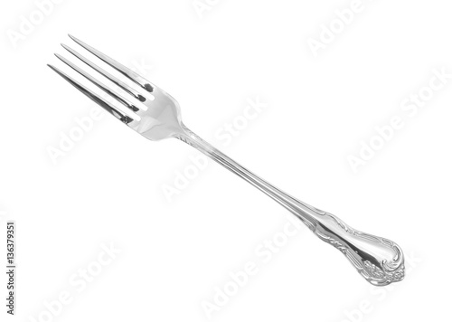 Generic metal fork isolated on a white background.