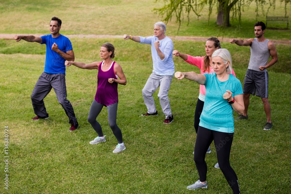 Group of people exercising together