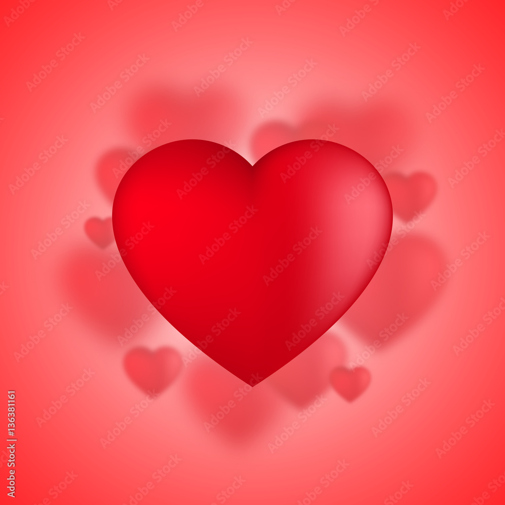Valentines day hearts, Love balloons on red background, vector illustration Valentines day hearts, Love balloons on red background, vector illustration