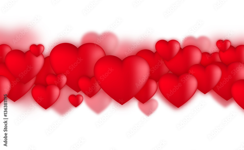 Valentines day hearts, Love balloons on white background, vector illustration